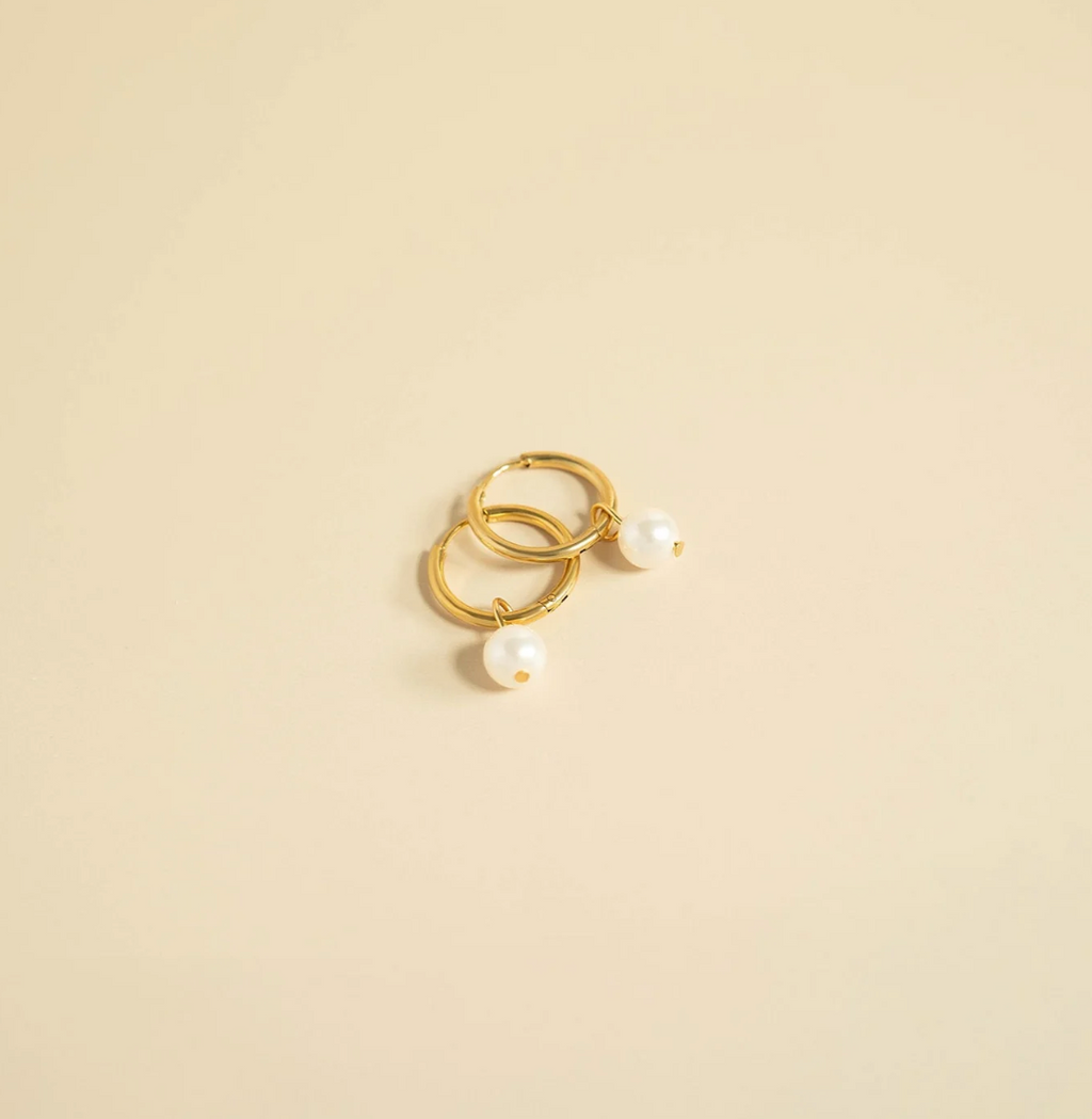 Pearl Charm Huggies
