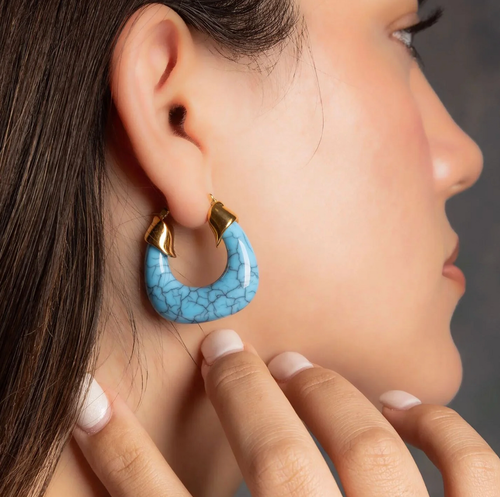 The Capri Chunky Turquoise Hoops
