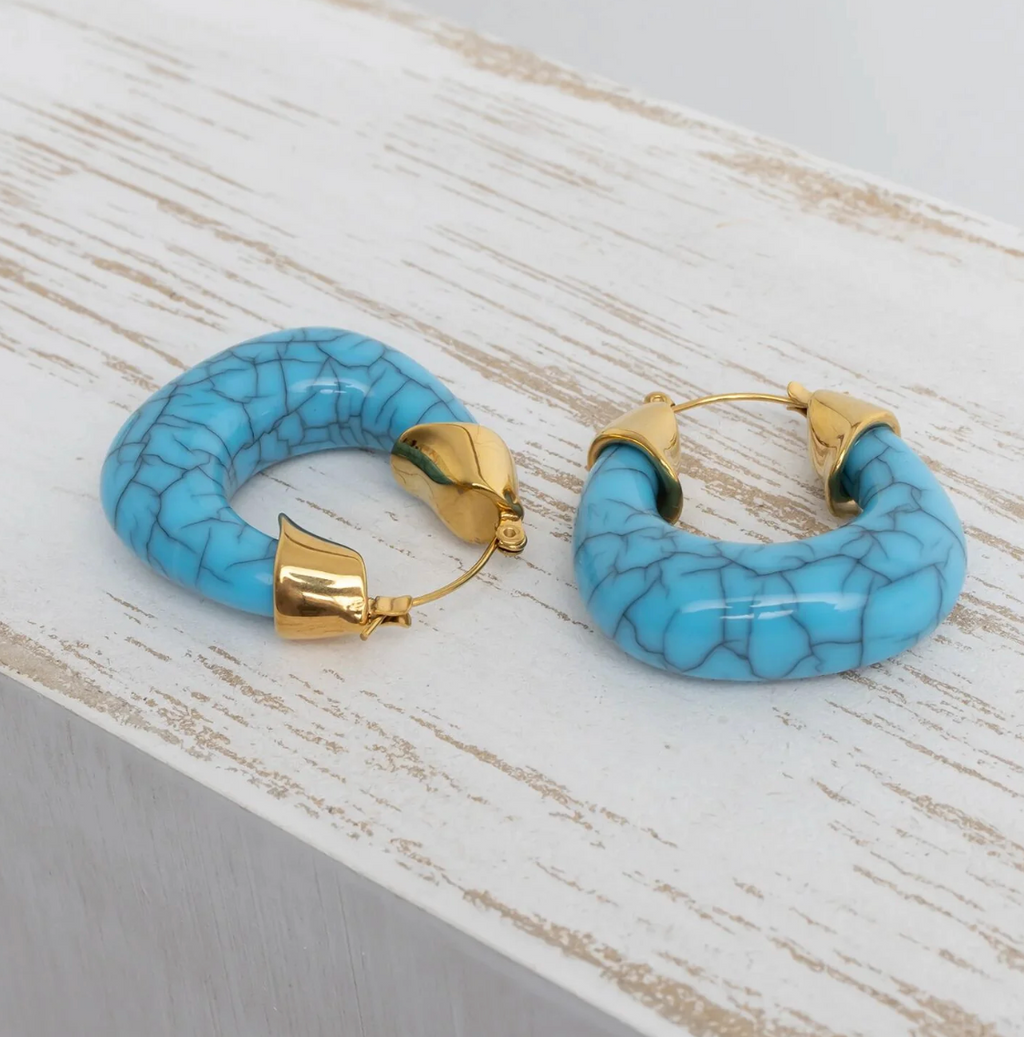 The Capri Chunky Turquoise Hoops