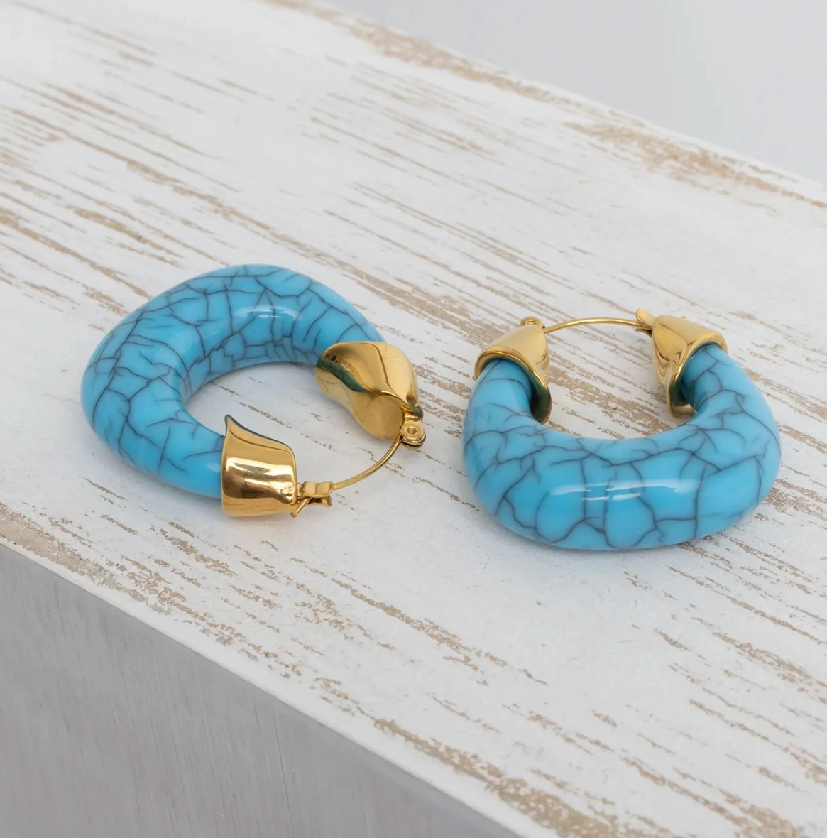 The Capri Chunky Turquoise Hoops
