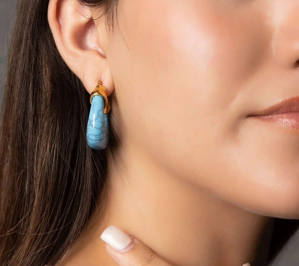 The Capri Chunky Turquoise Hoops
