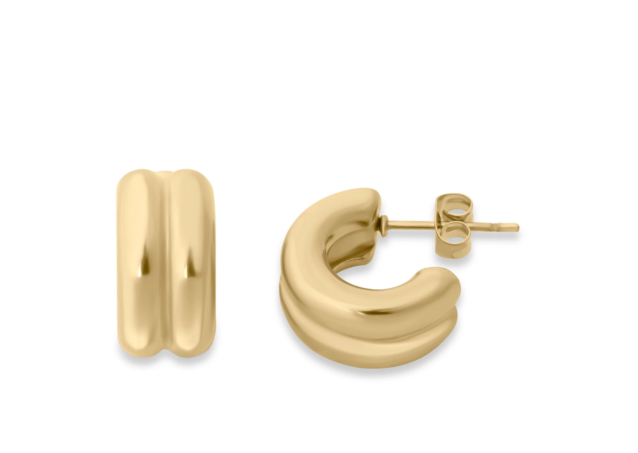Double Hoop Stud Huggie Earrings